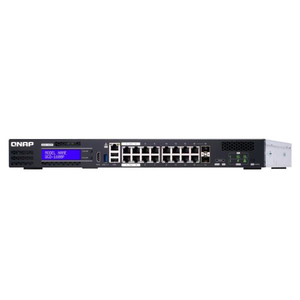 QNAP QGD-1600P Managed Gigabit Ethernet (10/100/1000) Power over Ethernet (PoE) 1U Zwart, Grijs (QGD-1600P-4G)