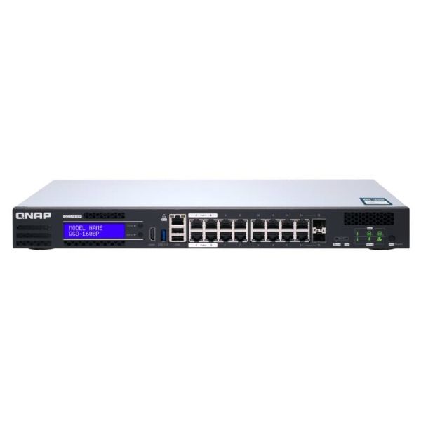 QNAP QGD-1600P Managed Gigabit Ethernet (10/100/1000) Power over Ethernet (PoE) 1U Zwart, Grijs (QGD-1600P-4G)