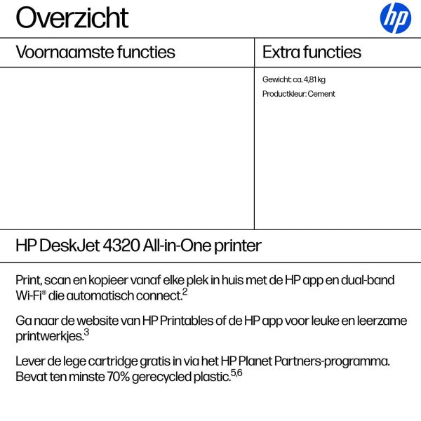HP DeskJet 4320 Draadloos All-in-One Kleur Printer (A24HMB)