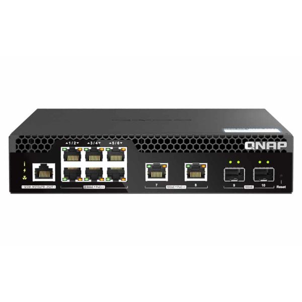 QNAP QSW-M2106PR-2S2T netwerk-switch Managed L2 10G Ethernet (100/1000/10000) Power over Ethernet (PoE) 1U Zwart (QSW-M2106PR-2S2T)