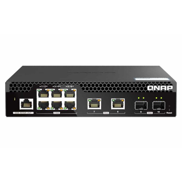 QNAP QSW-M2106R-2S2T netwerk-switch Managed L2 10G Ethernet (100/1000/10000) 1U Zwart (QSW-M2106R-2S2T)