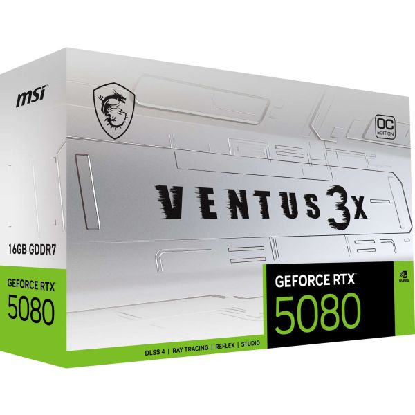 MSI VENTUS GEFORCE RTX 5080 16G 3X OC WHITE videokaart NVIDIA 16 GB GDDR7 (GEFORCE RTX 5080 16G VENTUS 3X OC WHITE)