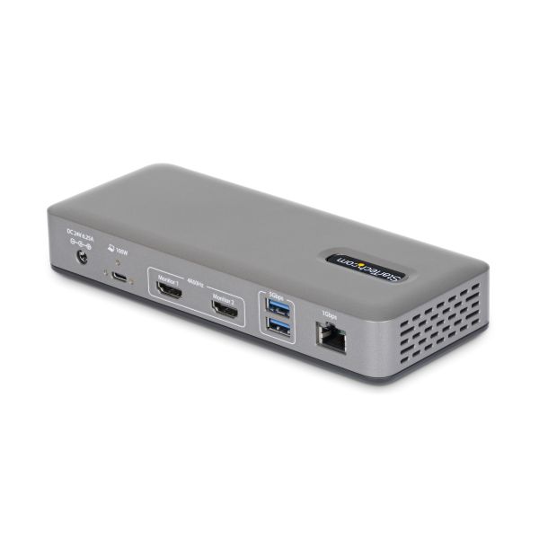 StarTech.com Dual-Monitor USB-C Docking Station, HDMI, 4K 60Hz, 100W Laptop Charging, 1GbE, Driverless, Multi-Monitor Dock voor Windows