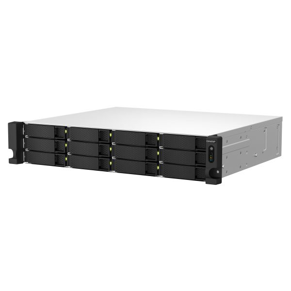 QNAP TS-1264U-RP NAS Rack (2U) Intel® Celeron® 8 GB DDR4 0 TB QNAP QTS Aluminium, Zwart (TS-1264U-RP-8G)