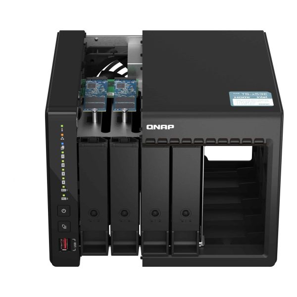 QNAP TS-453E NAS Tower Intel® Celeron® J6412 8 GB 0 TB QNAP QTS Zwart (TS-453E-8G) QNAP TS-453E NAS Tower Intel® Celeron® J6412 8 GB 0 TB QNAP QTS Zwart (TS-453E-8G)