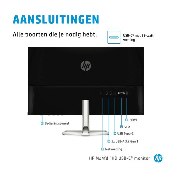 HP M24fd computer monitor 60,5 cm (23.8") 1920 x 1080 Pixels Full HD LED Zilver (474U1E9#ABB)