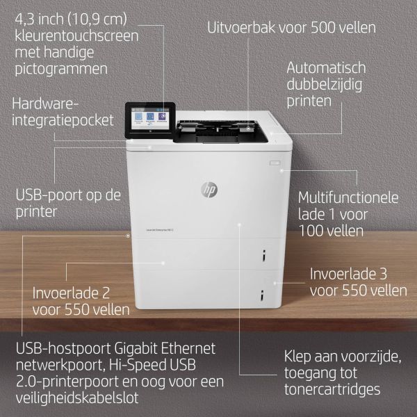 HP LaserJet Enterprise M612dn Zwart-wit Printer, Alleen Ethernet; Dubbelzijdig (7PS86A)