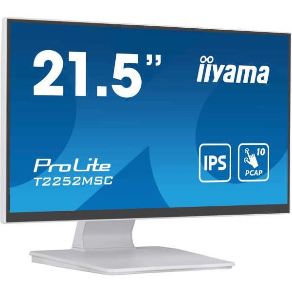 iiyama ProLite T2252MSC-W2 computer monitor 54,6 cm (21.5") 1920 x 1080 Pixels Full HD LCD Touchscreen Tafel Wit (T2252MSC-W2)