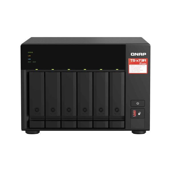 QNAP TS-673A NAS Tower Ryzen Embedded V1500B 8 GB DDR4 0 TB QNAP Turbo System Zwart (TS-673A-8G)