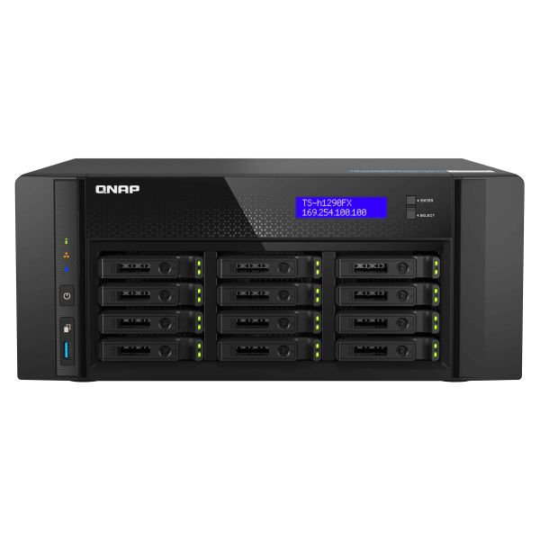 QNAP TS-h1290FX NAS Tower EPYC 7302P 128 GB DDR4 0 TB QuTS hero Zwart (TS-H1290FX-7302P-128G)