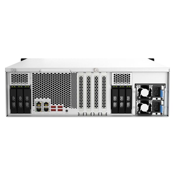 QNAP TS-H2287XU-RP NAS Rack (3U) Intel Xeon E E-2378 64 GB DDR4 0 TB QuTS hero Zwart, Wit (TS-H2287XU-RP-E2378-64G)