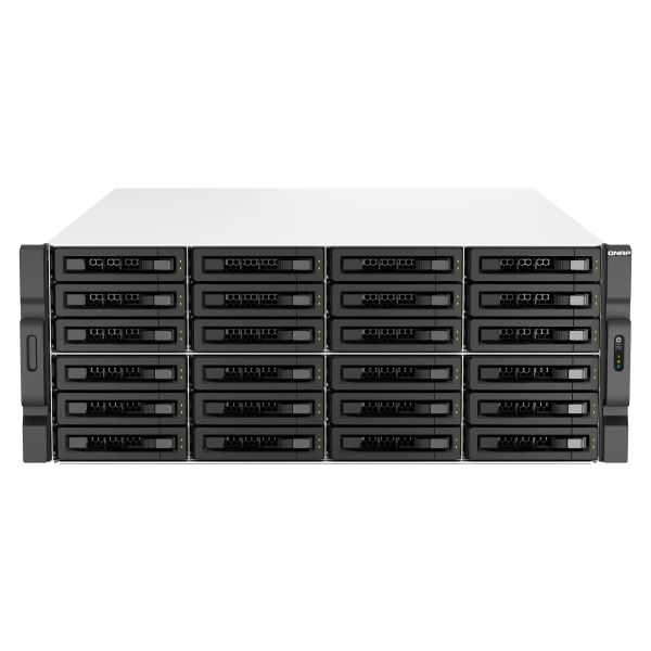 QNAP TS-H3087XU-RP NAS Rack (4U) Intel Xeon E E-2378 64 GB DDR4 0 TB QuTS hero Zwart, Wit (TS-H3087XU-RP-E2378-64G)