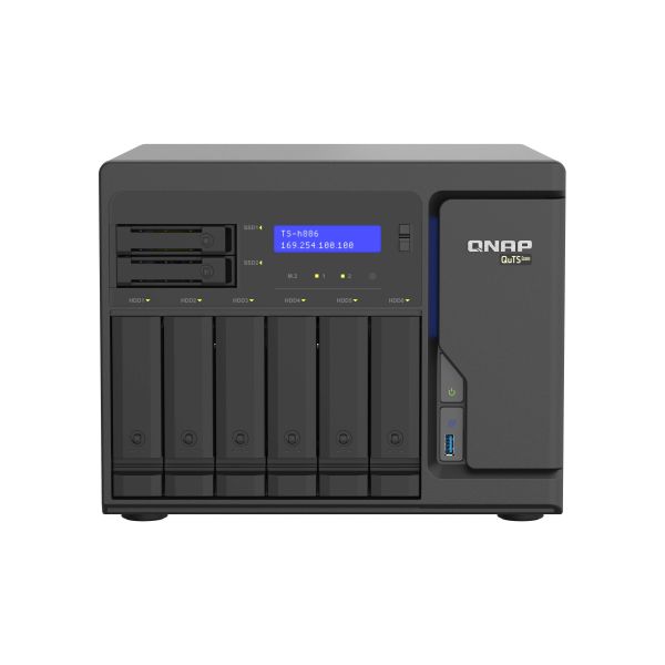 QNAP TS-h886 NAS Tower Intel® Xeon® D D-1602 8 GB DDR4 0 TB QuTS hero Zwart (TS-H886-D1602-8G)