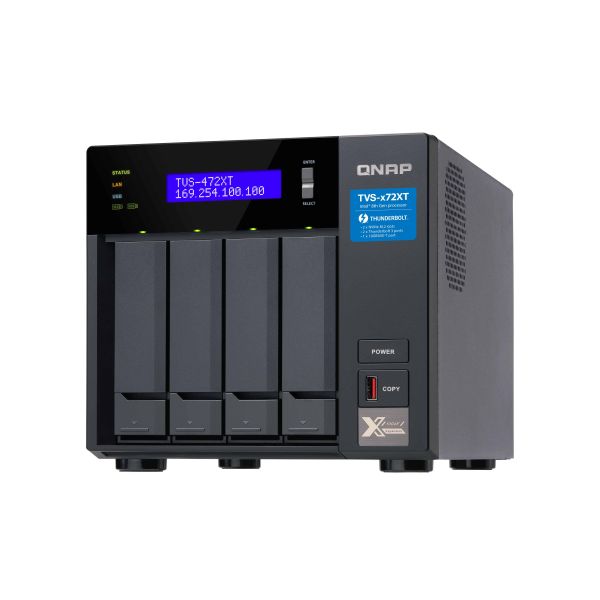 QNAP TVS-472XT NAS Tower Ethernet LAN Zwart i3-8100T (TVS-472XT-I3-4G)