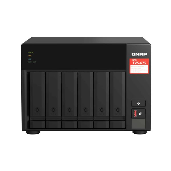 QNAP TVS-675 NAS Tower ZhaoXin KaiXian KX-6000 KX-U6580 8 GB DDR4 0 TB QuTS hero Zwart (TVS-675-8G)