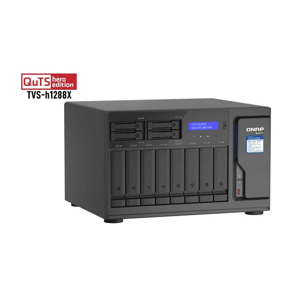 QNAP TVS-h1288X NAS Tower Intel® Xeon® W-1250 16 GB DDR4 0 TB QuTS hero Zwart (TVS-H1288X-W1250-16G) QNAP TVS-h1288X NAS Tower Intel® Xeon® W-1250 16 GB DDR4 0 TB QuTS hero Zwart (TVS-H1288X-W1250-16G)
