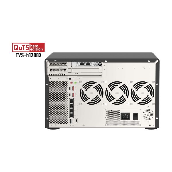 QNAP TVS-h1288X NAS Tower Intel® Xeon® W-1250 16 GB DDR4 0 TB QuTS hero Zwart (TVS-H1288X-W1250-16G) QNAP TVS-h1288X NAS Tower Intel® Xeon® W-1250 16 GB DDR4 0 TB QuTS hero Zwart (TVS-H1288X-W1250-16G)