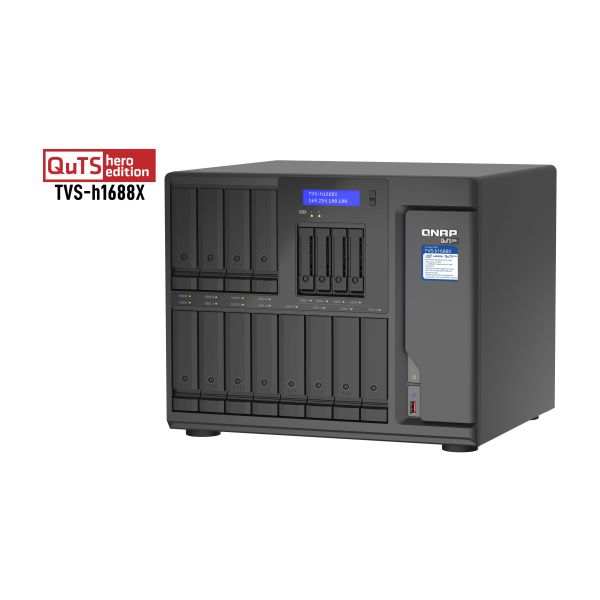 QNAP TVS-h1688X NAS Tower Intel® Xeon® W-1250 32 GB DDR4 0 TB QuTS hero Zwart (TVS-H1688X-W1250-32G) QNAP TVS-h1688X NAS Tower Intel® Xeon® W-1250 32 GB DDR4 0 TB QuTS hero Zwart (TVS-H1688X-W1250-32G)