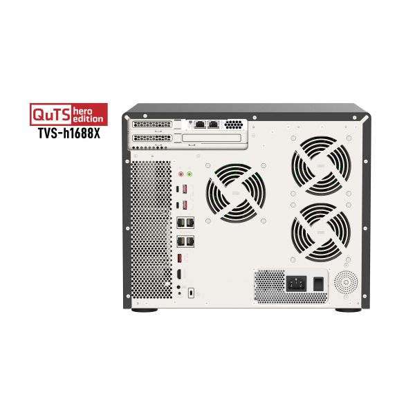 QNAP TVS-h1688X NAS Tower Intel® Xeon® W-1250 32 GB DDR4 0 TB QuTS hero Zwart (TVS-H1688X-W1250-32G) QNAP TVS-h1688X NAS Tower Intel® Xeon® W-1250 32 GB DDR4 0 TB QuTS hero Zwart (TVS-H1688X-W1250-32G)