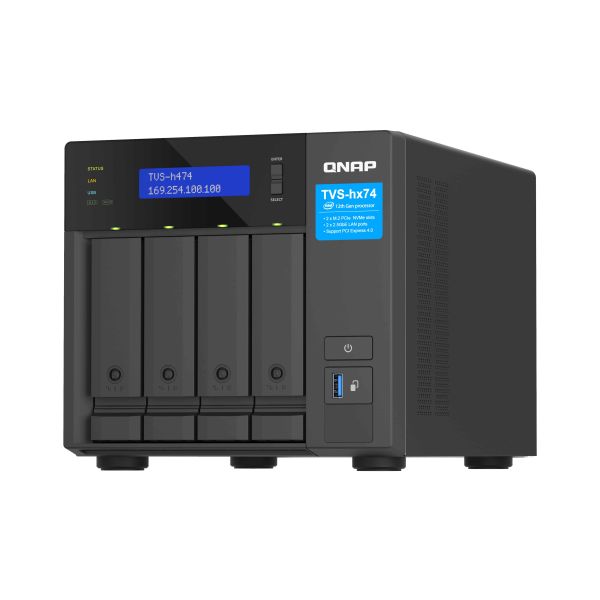 QNAP TVS-H474 NAS Tower Intel® Pentium® G7400 8 GB DDR4 0 TB QuTS hero Zwart (TVS-H474-PT-8G)