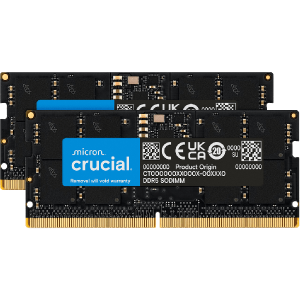 Crucial RAM 64GB (2x32GB) Kit DDR5 5200MHz SODIMM schwarz (CT2K32G52C42S5)