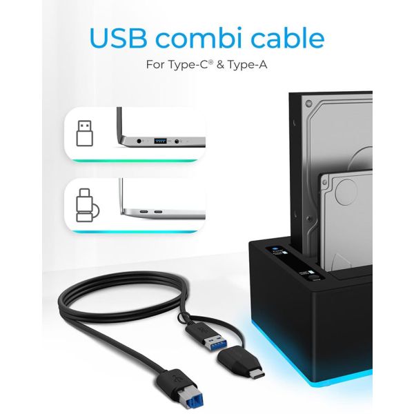 ICY BOX IB-127CL-U3 USB 3.2 Gen 1 (3.1 Gen 1) Type-B Zwart (IB-127CL-U3)