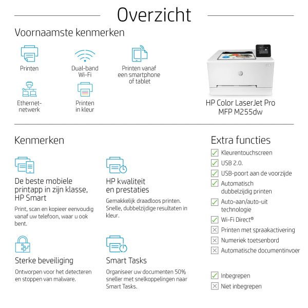 HP Color LaserJet Pro LaserJet Pro M255dw Draadloos Kleur Printer, Dubbelzijdig (7KW64A)