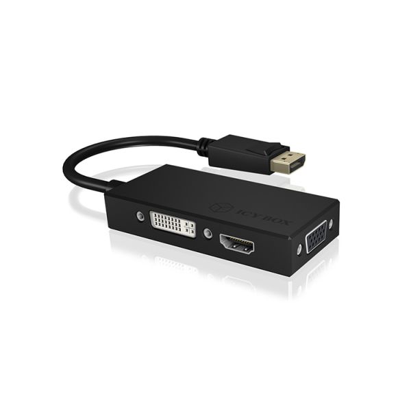 ICY BOX IB-AC1031 DisplayPort DVI-D + VGA (D-Sub) + HDMI Zwart (IB-AC1031)