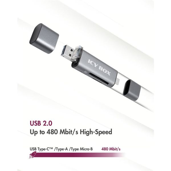 ICY BOX IB-CR200-C geheugenkaartlezer USB 2.0 Zwart (IB-CR200-C)