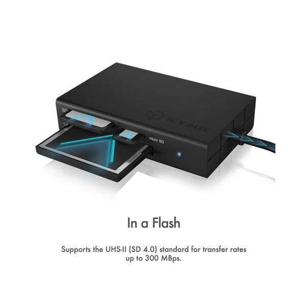 ICY BOX IB-CR401-C3 geheugenkaartlezer USB 3.2 Gen 1 (3.1 Gen 1) Type-C Zwart (IB-CR401-C3)
