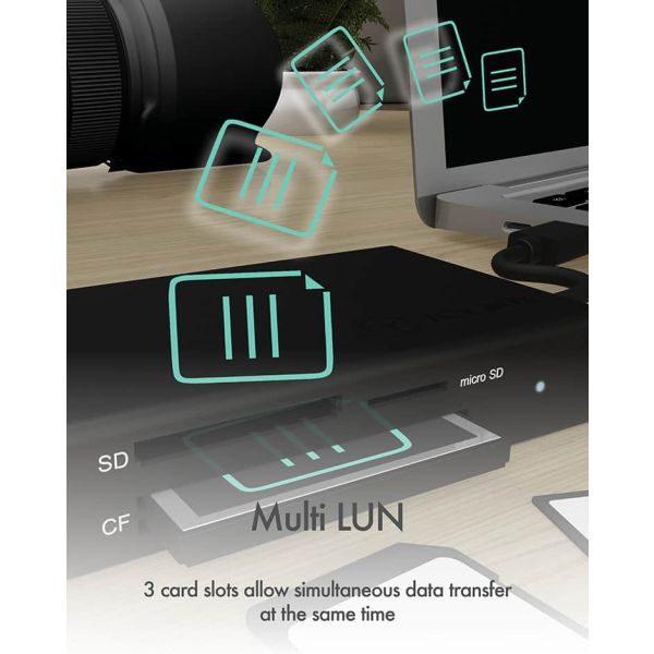 ICY BOX IB-CR401-C3 geheugenkaartlezer USB 3.2 Gen 1 (3.1 Gen 1) Type-C Zwart (IB-CR401-C3)
