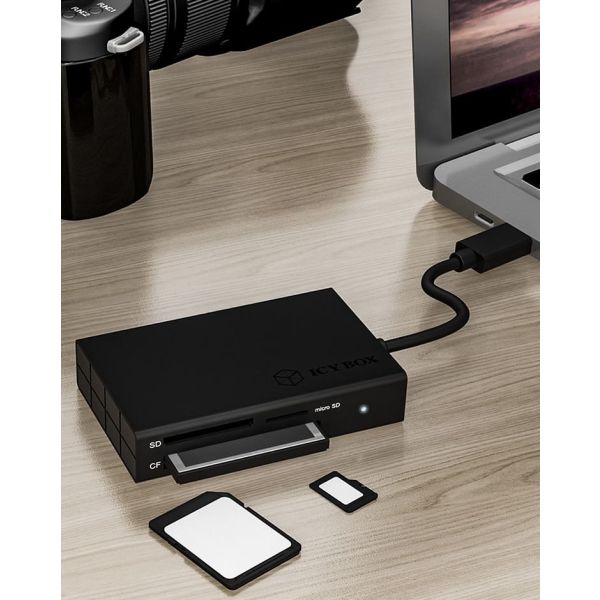 ICY BOX IB-CR401-C3 geheugenkaartlezer USB 3.2 Gen 1 (3.1 Gen 1) Type-C Zwart (IB-CR401-C3)