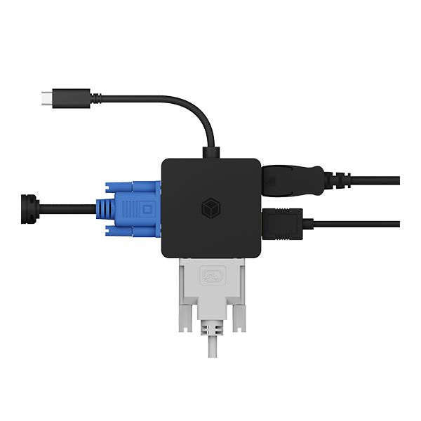 ICY BOX IB-DK1104-C 0,15 m USB Type-C DVI + VGA + DisplayPort + HDMI Zwart (IB-DK1104-C)
