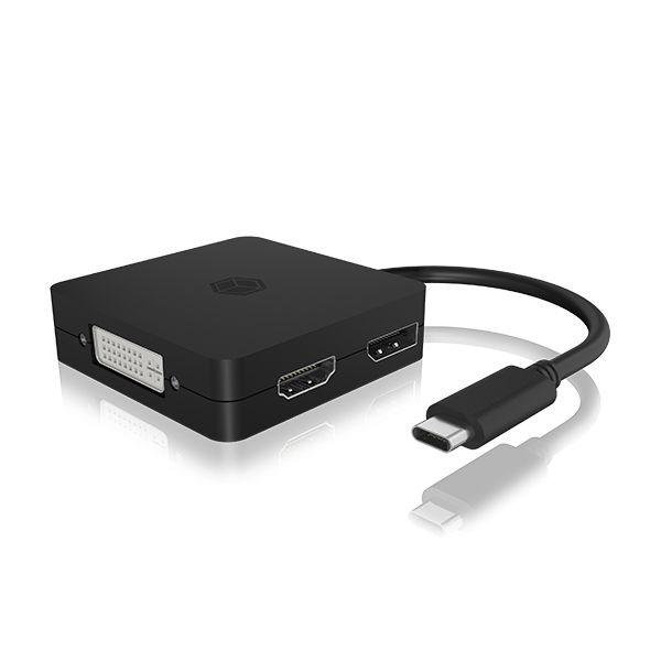ICY BOX IB-DK1104-C 0,15 m USB Type-C DVI + VGA + DisplayPort + HDMI Zwart (IB-DK1104-C)