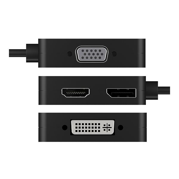 ICY BOX IB-DK1104-C 0,15 m USB Type-C DVI + VGA + DisplayPort + HDMI Zwart (IB-DK1104-C)