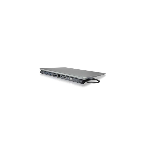 ICY BOX IB-DK2102-C Bedraad USB 3.2 Gen 1 (3.1 Gen 1) Type-C Antraciet, Zwart (IB-DK2102-C)