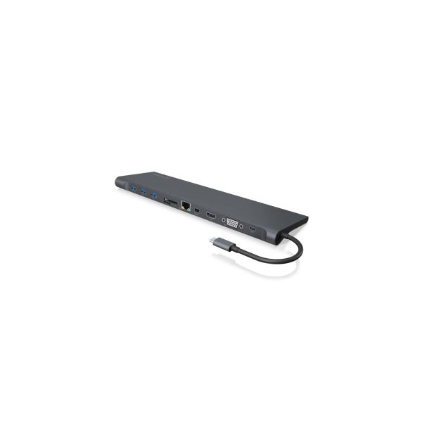 ICY BOX IB-DK2102-C Bedraad USB 3.2 Gen 1 (3.1 Gen 1) Type-C Antraciet, Zwart (IB-DK2102-C)