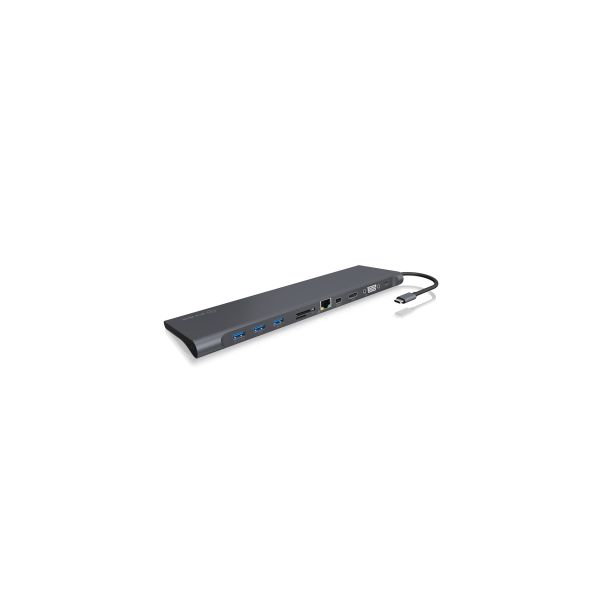 ICY BOX IB-DK2102-C Bedraad USB 3.2 Gen 1 (3.1 Gen 1) Type-C Antraciet, Zwart (IB-DK2102-C)