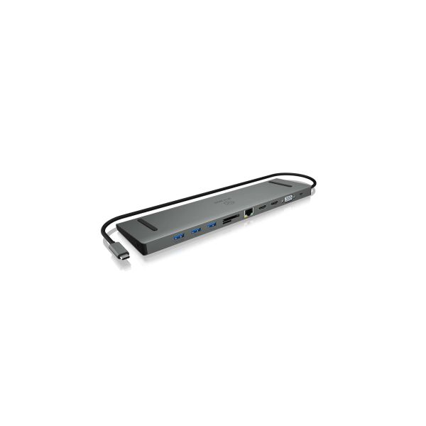 ICY BOX IB-DK2106-C Bedraad USB 3.2 Gen 1 (3.1 Gen 1) Type-C Antraciet, Zwart (IB-DK2106-C)