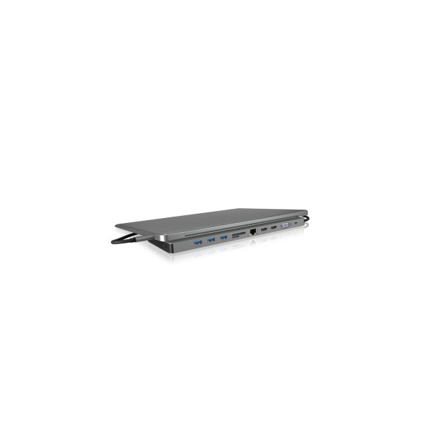 ICY BOX IB-DK2106-C Bedraad USB 3.2 Gen 1 (3.1 Gen 1) Type-C Antraciet, Zwart (IB-DK2106-C)