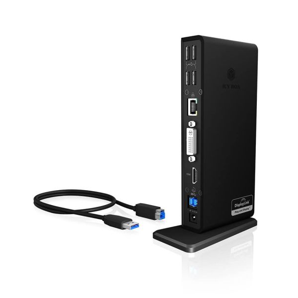 ICY BOX IB-DK2241AC Bedraad USB 3.2 Gen 1 (3.1 Gen 1) Type-A Zwart (IB-DK2241AC)
