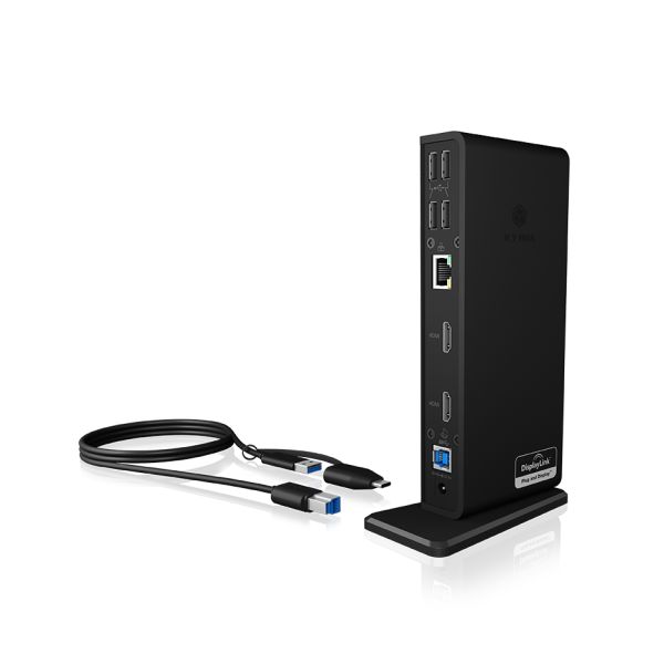 ICY BOX IB-DK2251AC Bedraad USB 3.2 Gen 2 (3.1 Gen 2) Type-A Zwart (IB-DK2251AC)