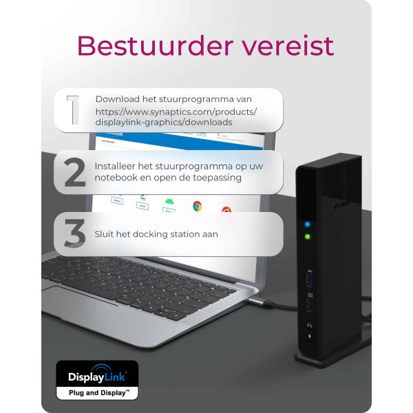 ICY BOX IB-DK2251AC Bedraad USB 3.2 Gen 2 (3.1 Gen 2) Type-A Zwart (IB-DK2251AC)