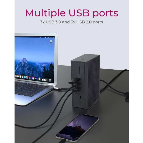 ICY BOX IB-DK2262AC Bedraad USB 3.2 Gen 1 (3.1 Gen 1) Type-C Antraciet (IB-DK2262AC)