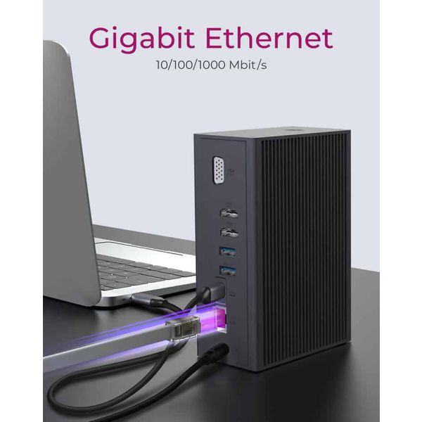 ICY BOX IB-DK2262AC Bedraad USB 3.2 Gen 1 (3.1 Gen 1) Type-C Antraciet (IB-DK2262AC)
