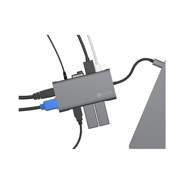 ICY BOX IB-DK4040-CPD Bedraad USB 3.2 Gen 1 (3.1 Gen 1) Type-C Antraciet, Zwart (IB-DK4040-CPD)