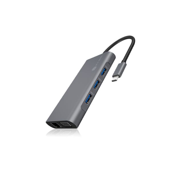 ICY BOX IB-DK4040-CPD Bedraad USB 3.2 Gen 1 (3.1 Gen 1) Type-C Antraciet, Zwart (IB-DK4040-CPD)