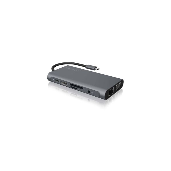 ICY BOX IB-DK4040-CPD Bedraad USB 3.2 Gen 1 (3.1 Gen 1) Type-C Antraciet, Zwart (IB-DK4040-CPD)