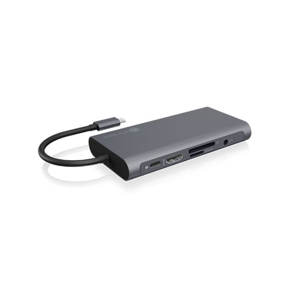 ICY BOX IB-DK4040-CPD Bedraad USB 3.2 Gen 1 (3.1 Gen 1) Type-C Antraciet, Zwart (IB-DK4040-CPD)