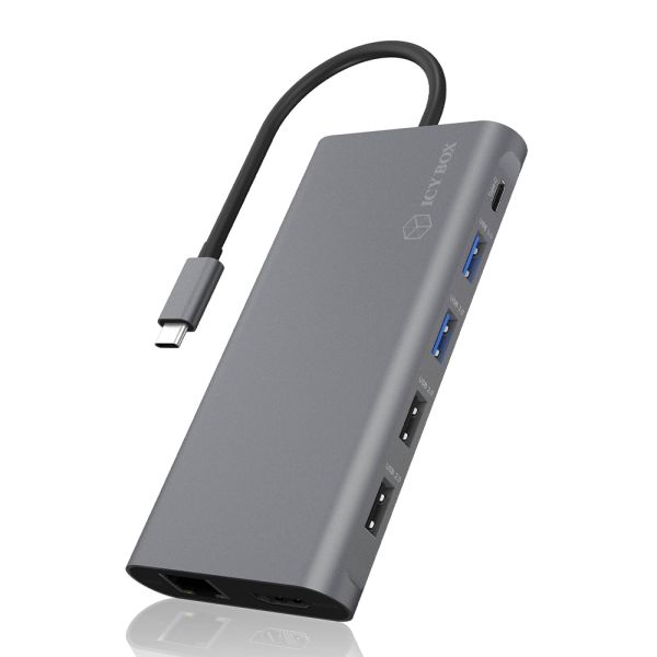 ICY BOX IB-DK4050-CPD Bedraad USB 3.2 Gen 1 (3.1 Gen 1) Type-C Antraciet (IB-DK4050-CPD)